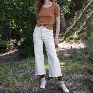 The Great The Rider Wide Leg Women’s White Jeans Size 24